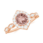 Vintage Style Real Morganite Engagement Ring with Diamond Morganite - ( AAA ) - Quality - Rosec Jewels