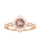 Vintage Style Real Morganite Engagement Ring with Diamond Morganite - ( AAA ) - Quality - Rosec Jewels