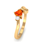 Heart Shape Orange Sapphire and Diamond Twisted Promise Ring Orange Sapphire - ( AAA ) - Quality - Rosec Jewels