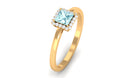 Princess Cut Aquamarine and Diamond Halo Engagement Ring Aquamarine - ( AAA ) - Quality - Rosec Jewels
