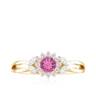 Pink Tourmaline and Diamond Flower Engagement Ring with Split Shank Pink Tourmaline - ( AAA ) - Quality - Rosec Jewels