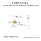 Split Shank Orange Sapphire Flower Engagement Ring with Diamond Orange Sapphire - ( AAA ) - Quality - Rosec Jewels