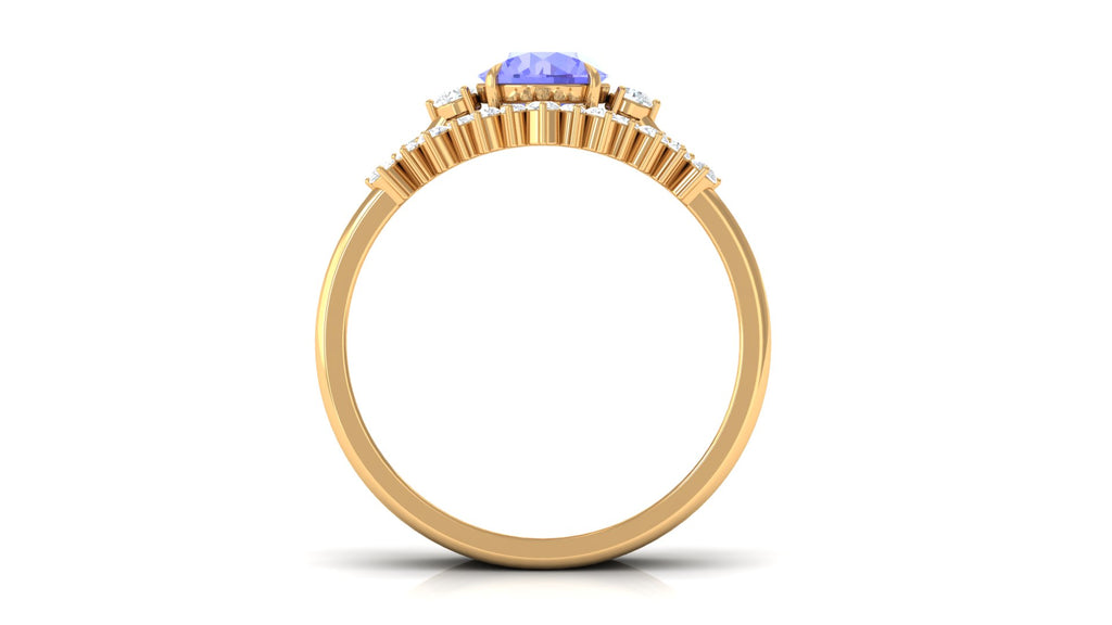1.5 CT Round Tanzanite Designer Trio Wedding Ring Set with Diamond Tanzanite - ( AAA ) - Quality - Rosec Jewels