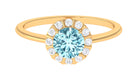 1 CT Aquamarine Engagement Ring with Diamond Floating Halo Aquamarine - ( AAA ) - Quality - Rosec Jewels