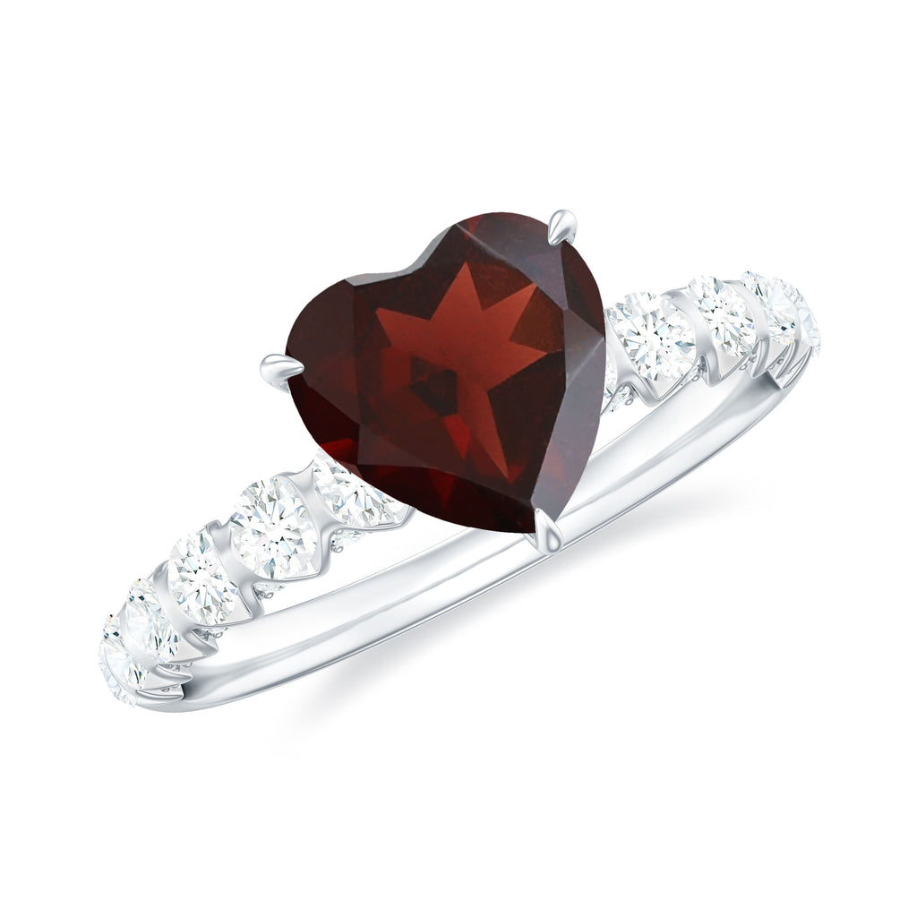 4.75 CT Heart Shape Garnet Engagement Ring with Diamond Garnet - ( AAA ) - Quality - Rosec Jewels