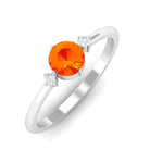 3/4 CT Simple Round Orange Sapphire and Diamond Promise Ring Orange Sapphire - ( AAA ) - Quality - Rosec Jewels