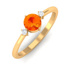 3/4 CT Simple Round Orange Sapphire and Diamond Promise Ring Orange Sapphire - ( AAA ) - Quality - Rosec Jewels