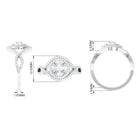 Criss Cross Zircon Cluster Engagement Ring Zircon - ( AAAA ) - Quality - Rosec Jewels