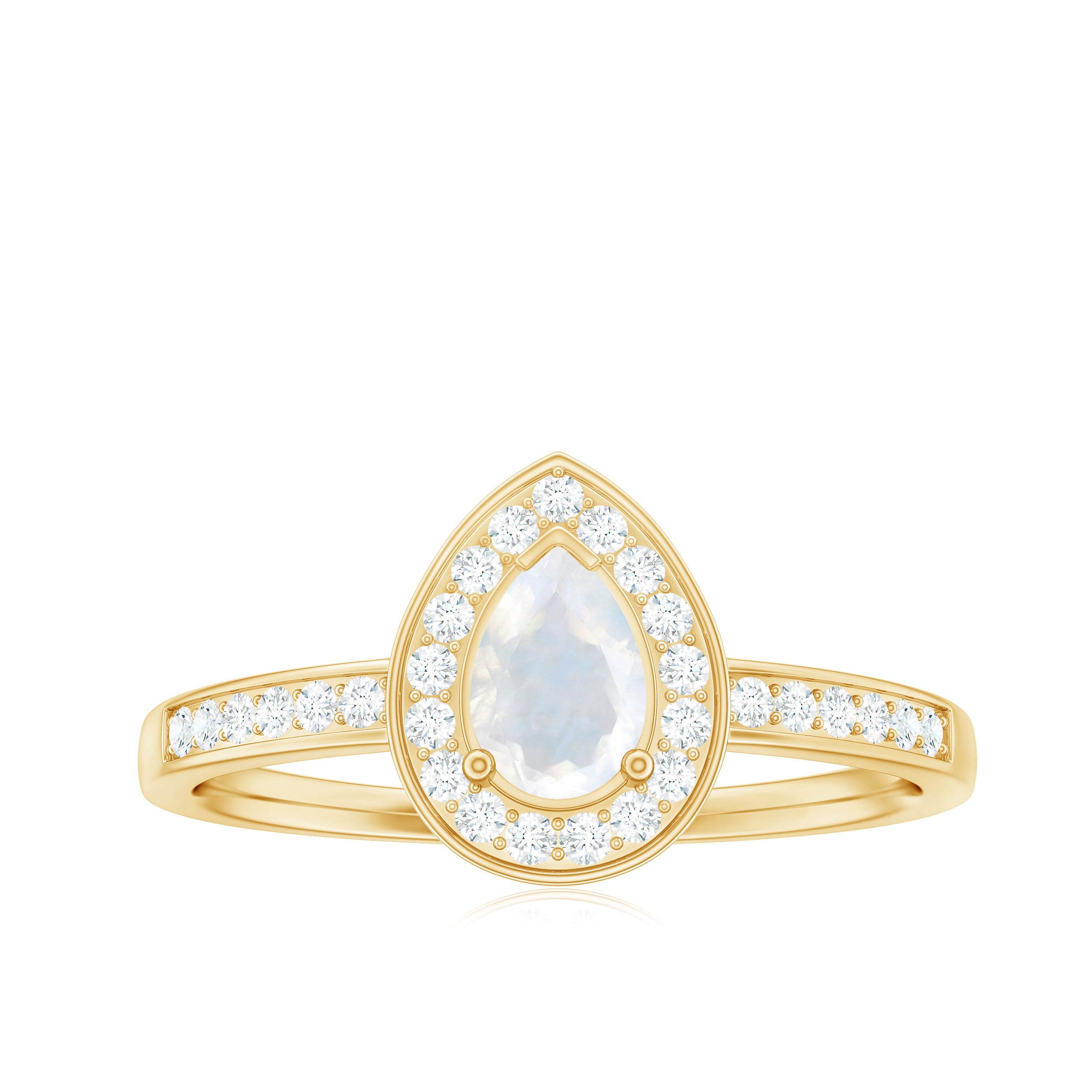 1.25 CT Classic Moonstone and Diamond Halo Engagement Ring Moonstone - ( AAA ) - Quality - Rosec Jewels