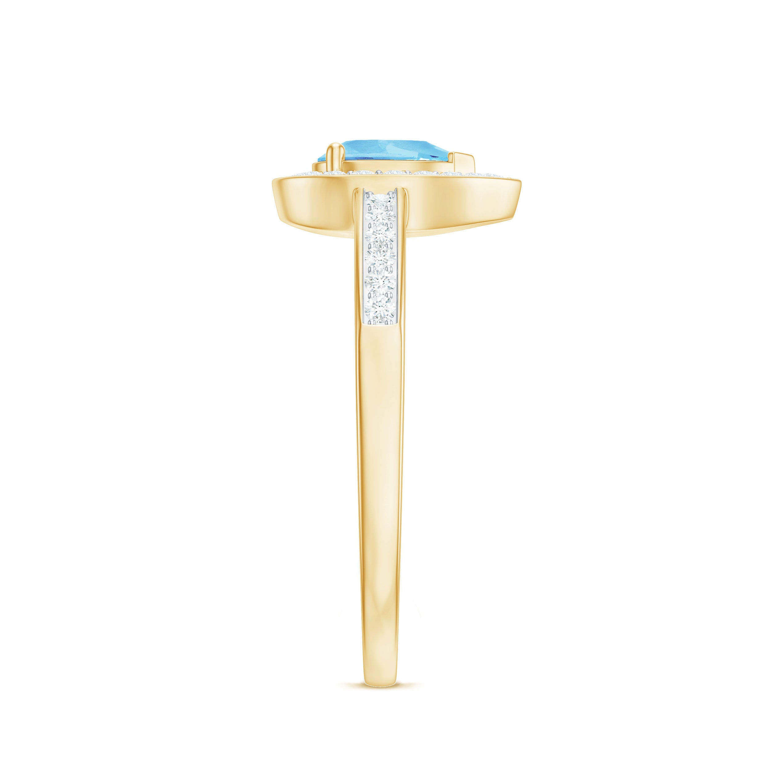 0.75 CT Classic Aquamarine and Diamond Engagement Ring Aquamarine - ( AAA ) - Quality - Rosec Jewels