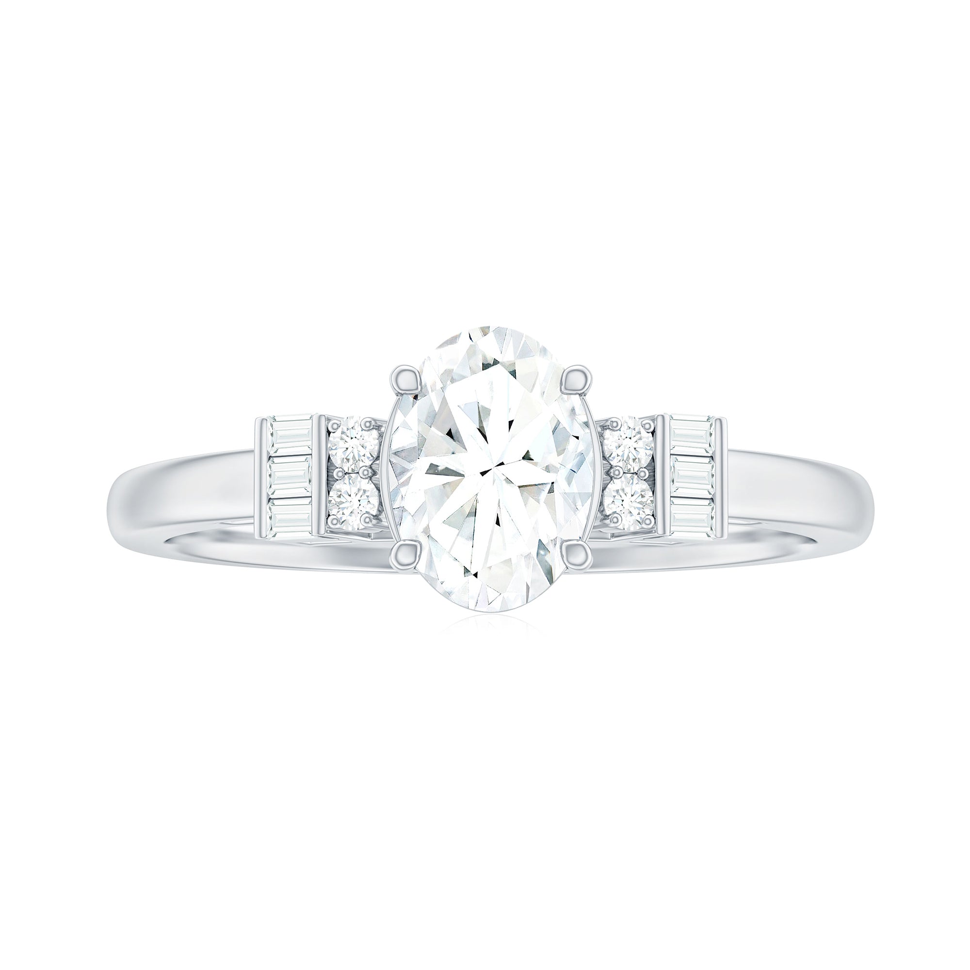 1.25 CT Classic Oval Cut Moissanite Engagement Ring in Gold Moissanite - ( D-VS1 ) - Color and Clarity - Rosec Jewels