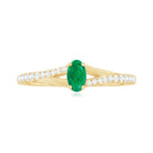 Minimal Split Shank Oval Emerald Engagement Ring with Diamond Emerald - ( AAA ) - Quality - Rosec Jewels