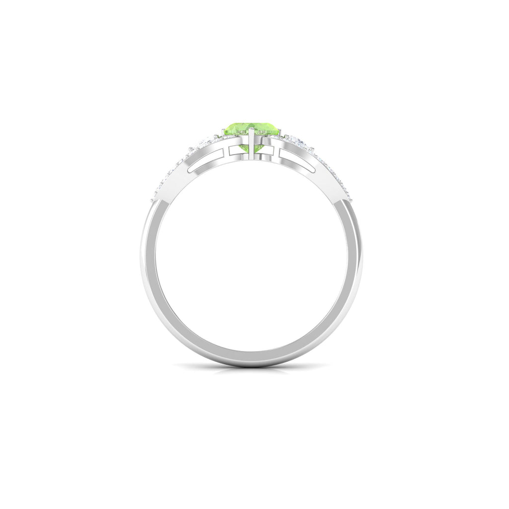 1 CT Real Green Sapphire Solitaire Ring with Diamond Accent Green Sapphire - ( AAA ) - Quality - Rosec Jewels