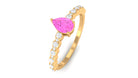 Pink Sapphire Pear Shaped Engagement Ring with Diamond Pink Sapphire - ( AAA ) - Quality - Rosec Jewels