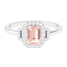2.25 CT Emerald Cut Morganite Cocktail Engagement Ring with Diamond Morganite - ( AAA ) - Quality - Rosec Jewels