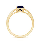 Princess Cut Lab-Created Blue Sapphire Engagement Ring with Diamond Lab Created Blue Sapphire - ( AAAA ) - Quality - Rosec Jewels