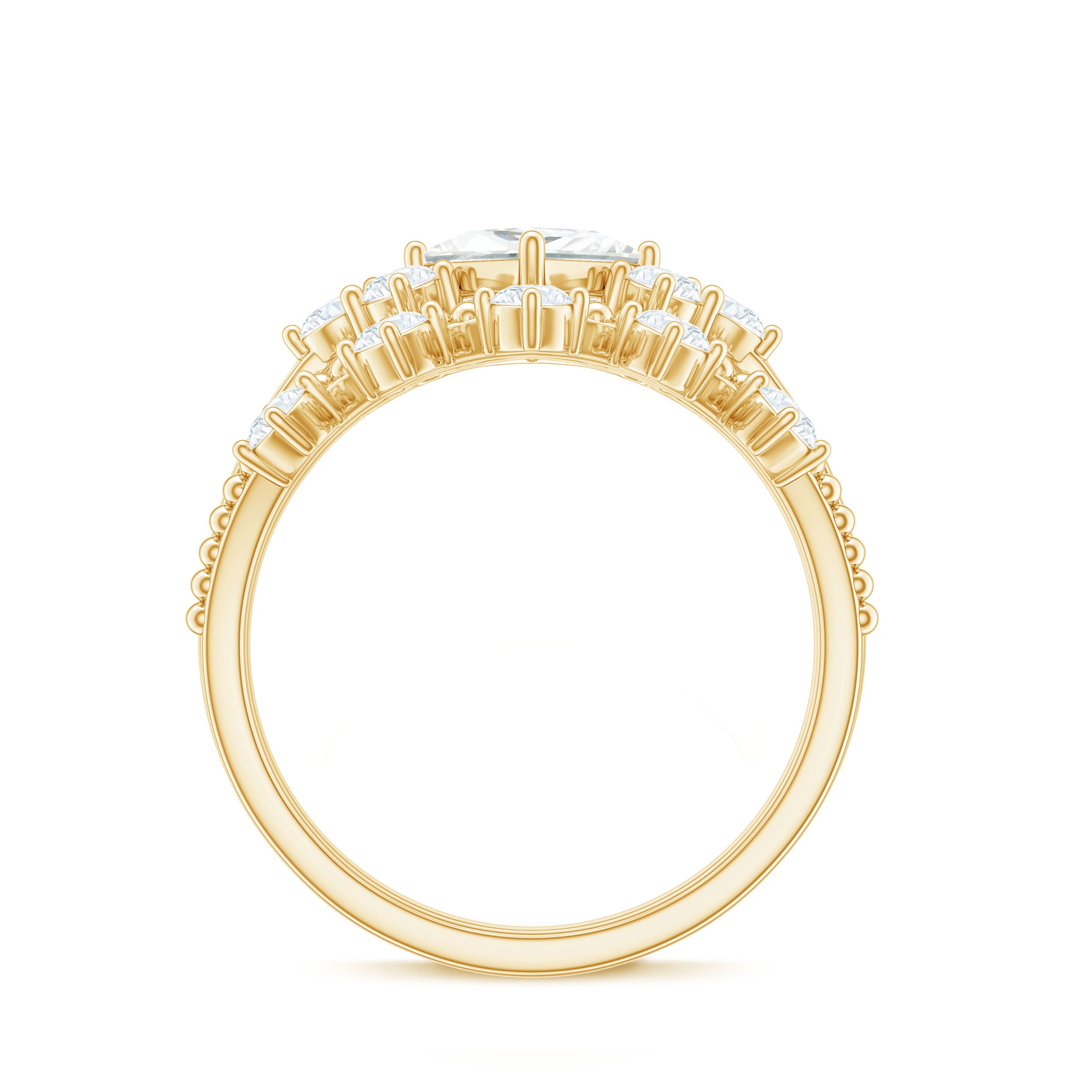 1.50 CT Princess Cut Cubic Zirconia Wedding Ring Set in Gold Zircon - ( AAAA ) - Quality - Rosec Jewels