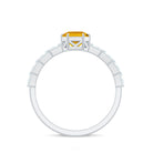 2 CT Asscher Cut Citrine Solitaire Ring with Moissanite Side Stones Citrine - ( AAA ) - Quality - Rosec Jewels