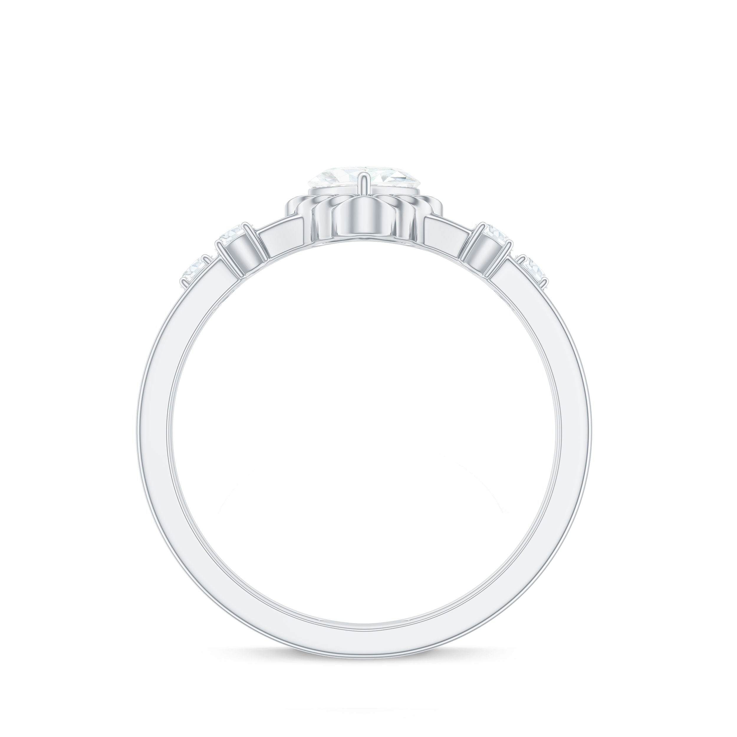 Zircon Solitaire Double Band Ring Zircon - ( AAAA ) - Quality - Rosec Jewels
