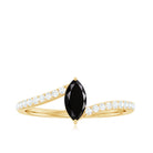 3/4 CT Marquise Cut Black Spinel and Diamond Bypass Ring Black Spinel - ( AAA ) - Quality - Rosec Jewels