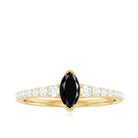3/4 CT Marquise Cut Black Spinel and Diamond Minimal Promise Ring Black Spinel - ( AAA ) - Quality - Rosec Jewels