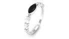 1/2 CT Marquise Cut Black Spinel East West Ring with Diamond Black Spinel - ( AAA ) - Quality - Rosec Jewels