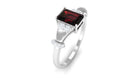 Emerald Cut Solitaire Garnet Designer Engagement Ring with Diamond Garnet - ( AAA ) - Quality - Rosec Jewels