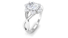 Oval Zircon Solitaire Infinity Ring with Floral Halo Zircon - ( AAAA ) - Quality - Rosec Jewels