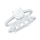 Claw Set Cushion Cut Moissanite Leaf Wedding Ring Set Moissanite - ( D-VS1 ) - Color and Clarity - Rosec Jewels