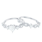 Zircon Bridal Wedding Ring Set with Matching Band Zircon - ( AAAA ) - Quality - Rosec Jewels