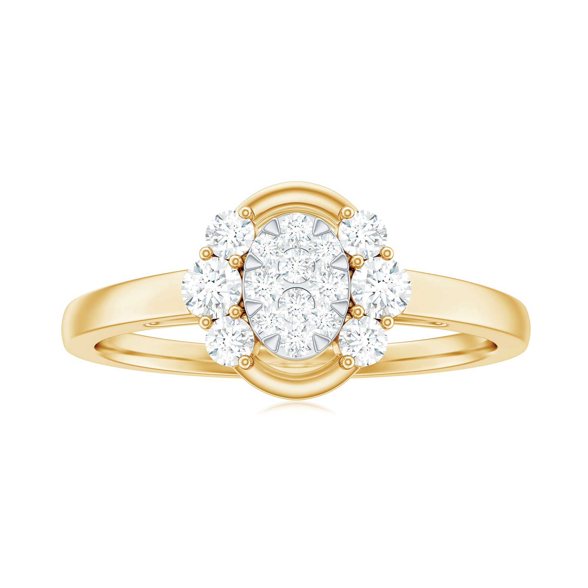 Minimal Certified Moissanite Illusion Engagement Ring in Gold Moissanite - ( D-VS1 ) - Color and Clarity - Rosec Jewels