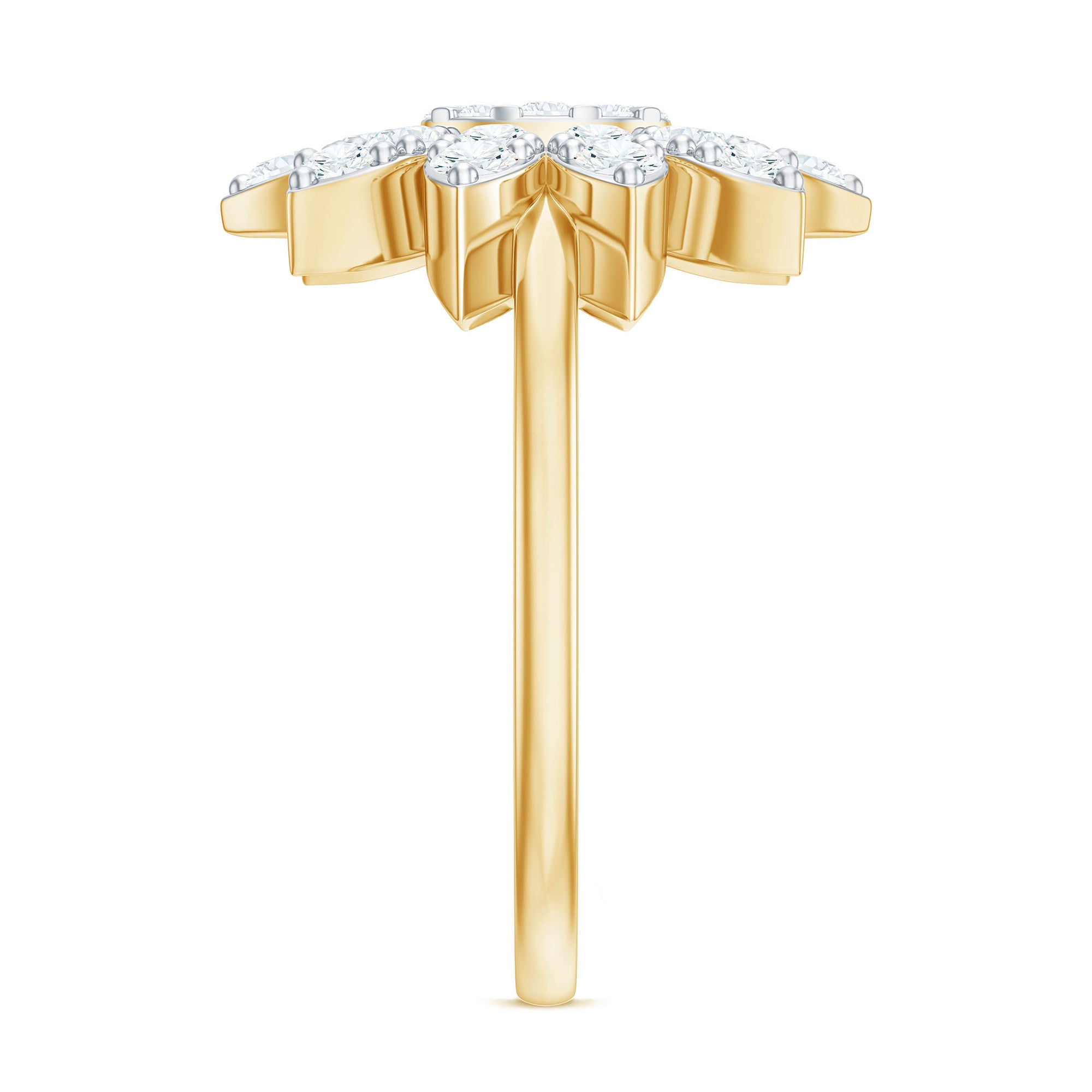 1 CT Round Zircon Flower Engagement Ring in Gold Zircon - ( AAAA ) - Quality - Rosec Jewels