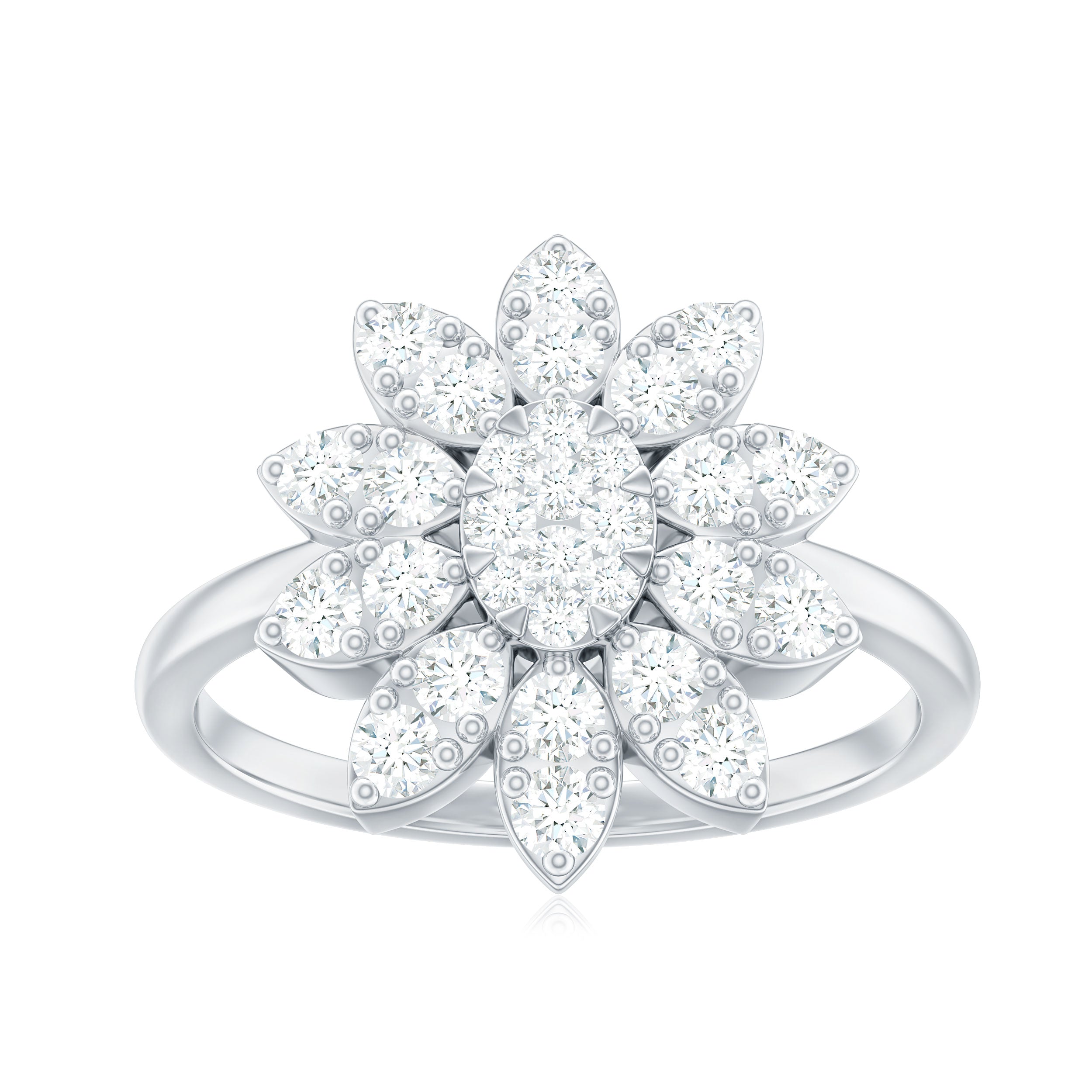 1.50 CT Moissanite Flower Cocktail Ring in Illusion Setting Moissanite - ( D-VS1 ) - Color and Clarity - Rosec Jewels