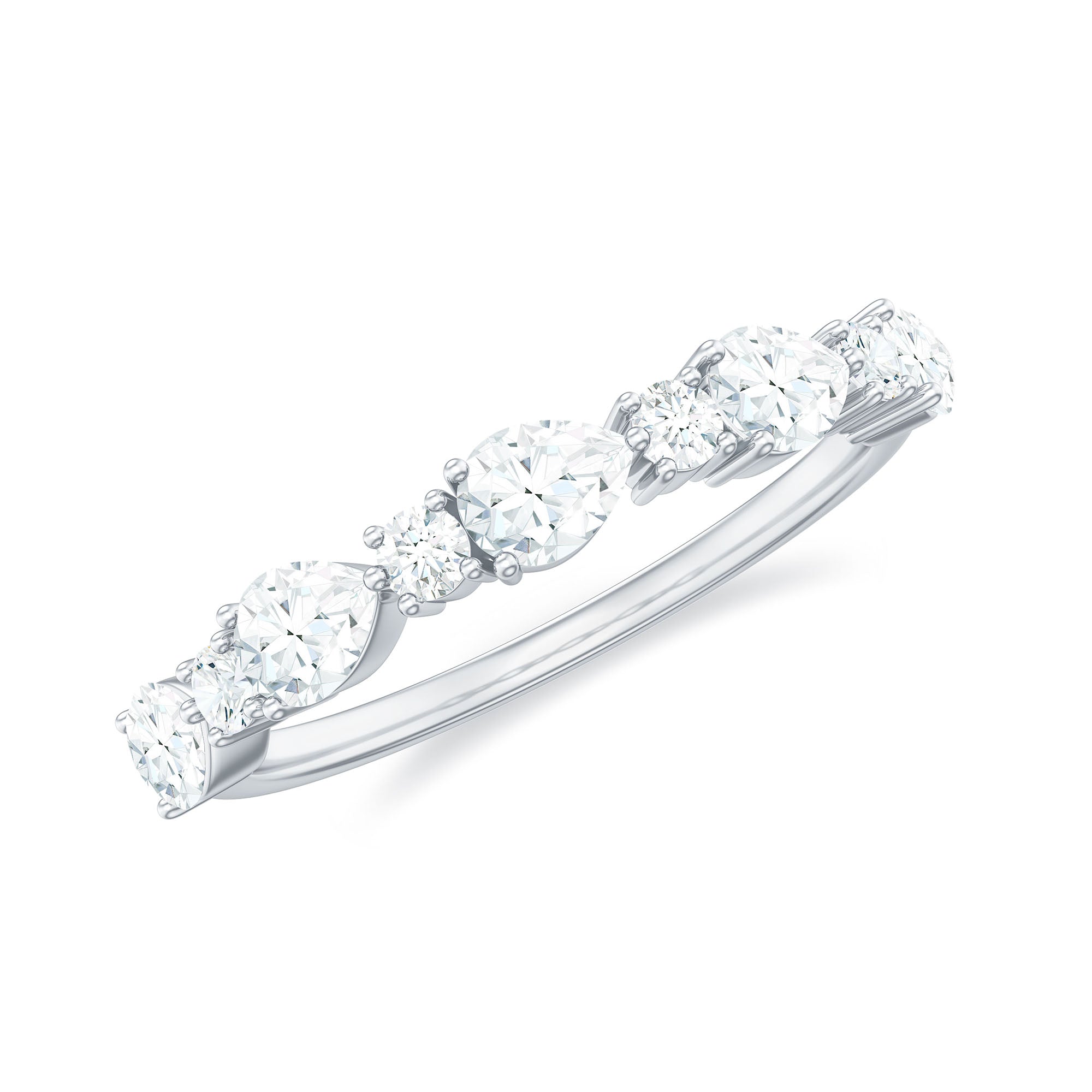 1 CT Classic Moissanite Half Eternity Ring Moissanite - ( D-VS1 ) - Color and Clarity - Rosec Jewels