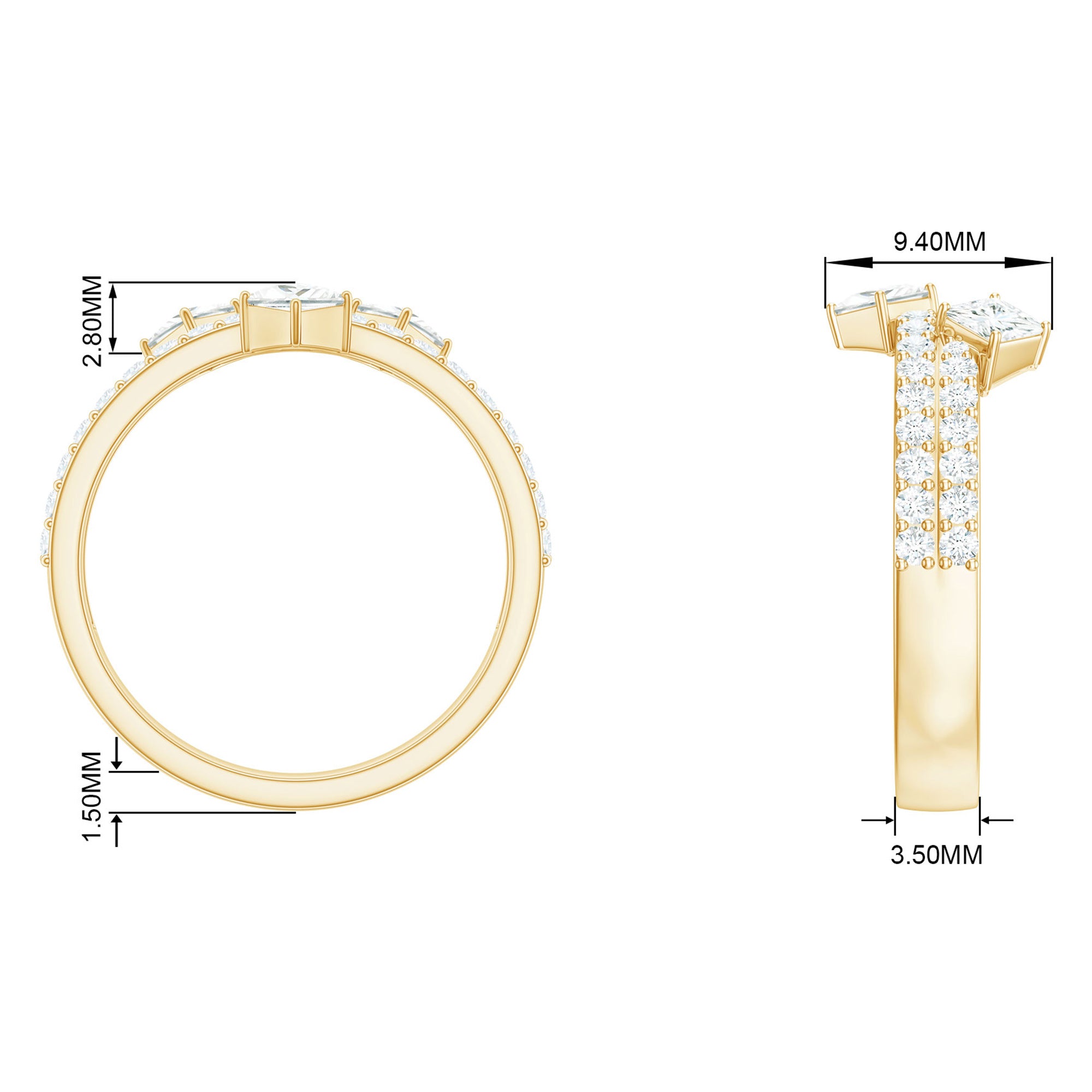1.50 CT Designer Zircon Band Ring in Prong Setting Zircon - ( AAAA ) - Quality - Rosec Jewels
