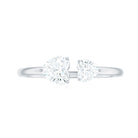 Heart Shape Moissanite Two Stone Cuff Ring Moissanite - ( D-VS1 ) - Color and Clarity - Rosec Jewels
