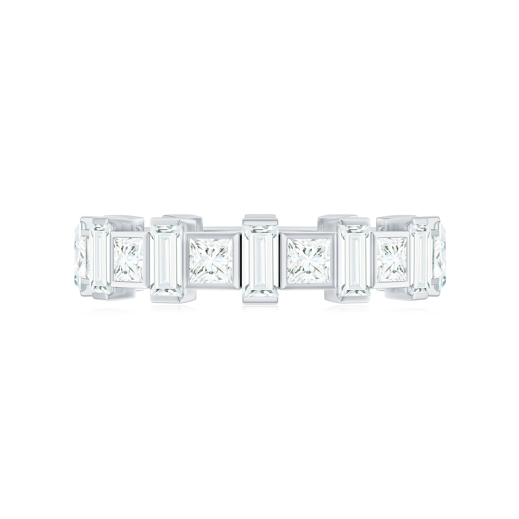 2.75 CT Baguette and Princess Cut Moissanite Eternity Ring Moissanite - ( D-VS1 ) - Color and Clarity - Rosec Jewels