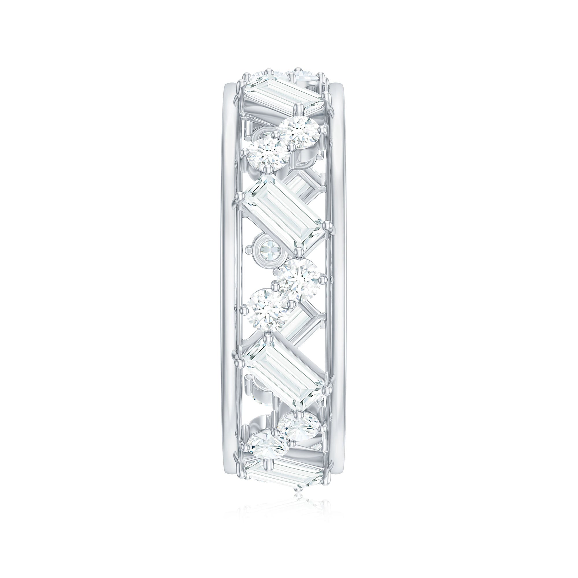 Certified Moissanite Wide Zig Zag Eternity Ring Moissanite - ( D-VS1 ) - Color and Clarity - Rosec Jewels