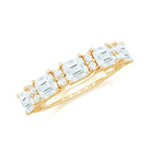 Asscher and Round Cut Moissanite Half Eternity Band Ring Moissanite - ( D-VS1 ) - Color and Clarity - Rosec Jewels