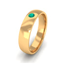 Natural Emerald Gold Band Ring in Flush Setting Emerald - ( AAA ) - Quality - Rosec Jewels