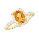 Oval Cut Citrine Engagement Ring with Moissanite Halo Citrine - ( AAA ) - Quality - Rosec Jewels
