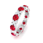 4.50 CT Created Ruby Eternity Band Ring with Diamond Lab Created Ruby - ( AAAA ) - Quality - Rosec Jewels