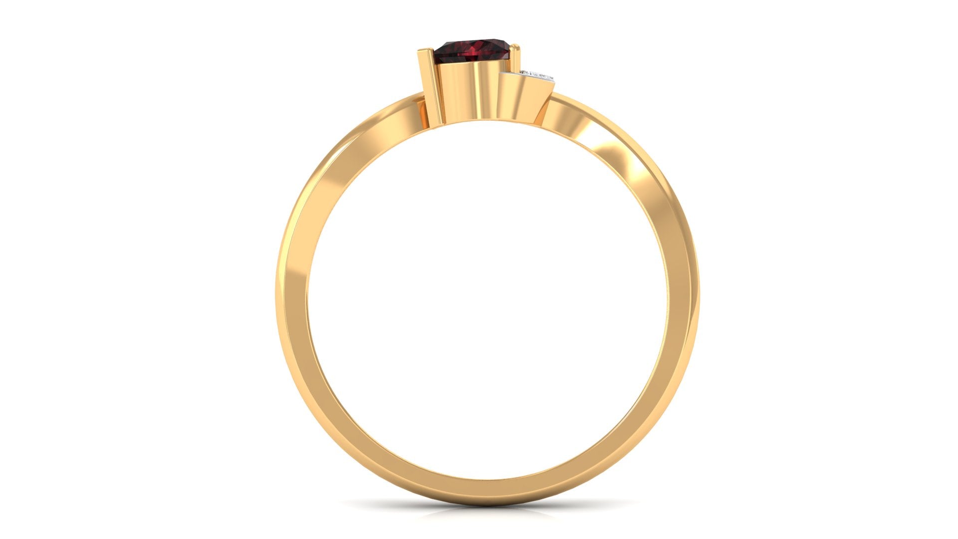 Heart Shape Garnet and Diamond Twisted Promise Ring Garnet - ( AAA ) - Quality - Rosec Jewels