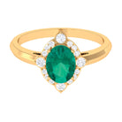 Oval Shape Emerald Vintage Inspired Engagement Ring with Diamond Emerald - ( AAA ) - Quality - Rosec Jewels