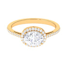 2.5 CT Oval Simulated Diamond East West Halo Engagement Ring Zircon - ( AAAA ) - Quality - Rosec Jewels