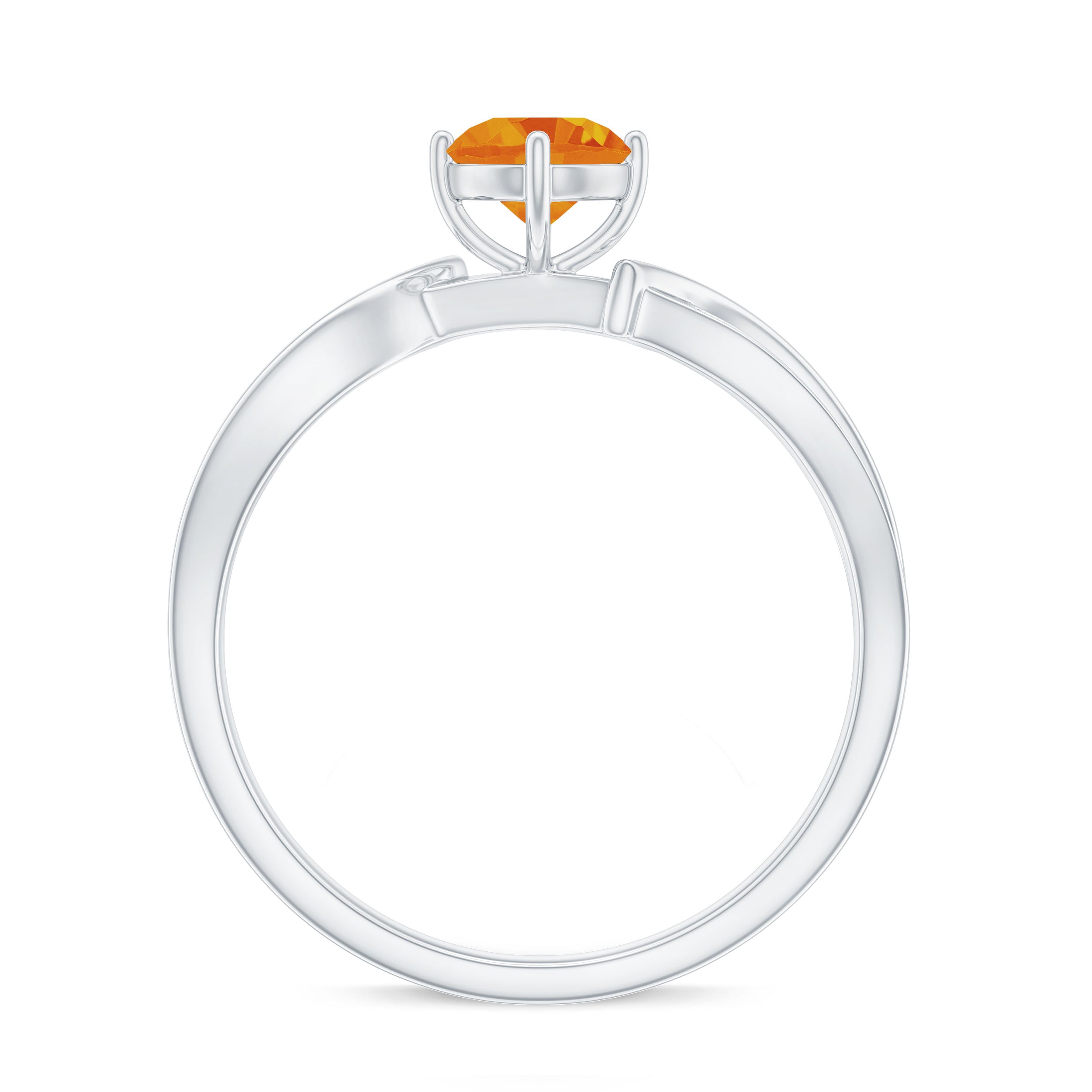 Infinity Shank Round Orange Sapphire Engagement Ring with Diamond Orange Sapphire - ( AAA ) - Quality - Rosec Jewels