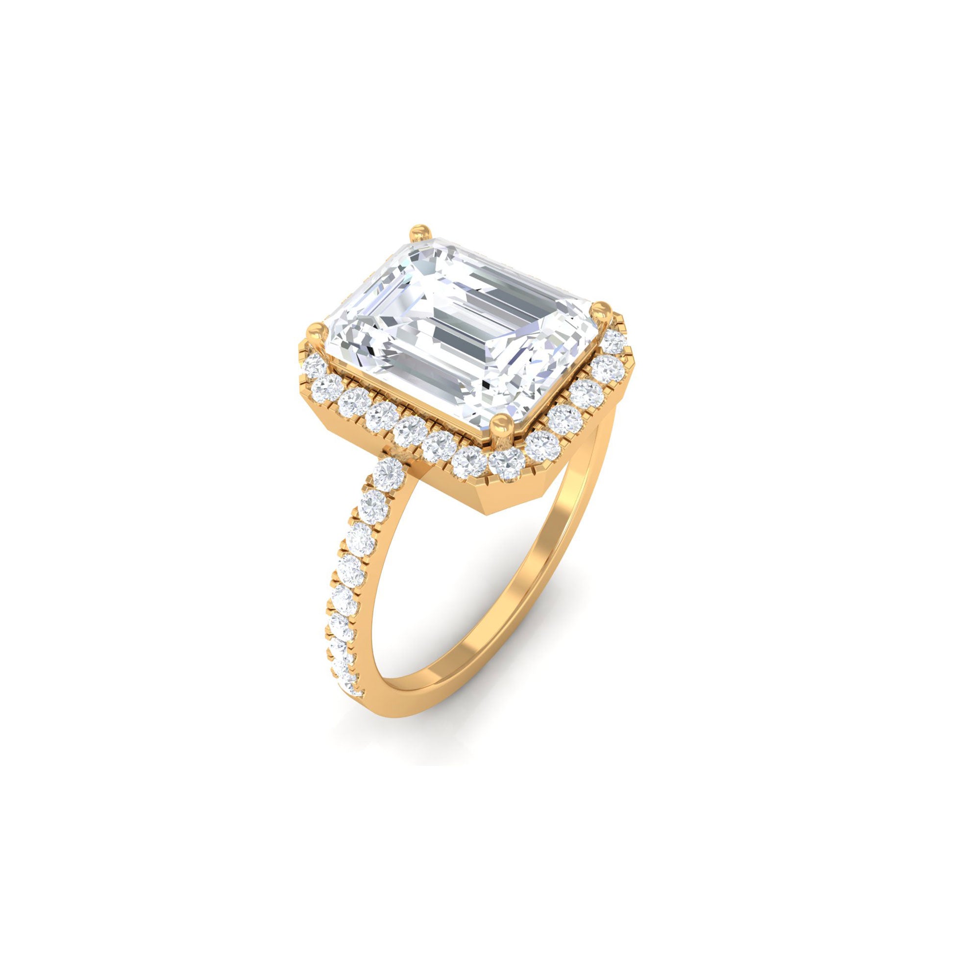 5.5 CT Octagon Zircon Halo Engagement Ring in Gold Zircon - ( AAAA ) - Quality - Rosec Jewels