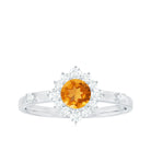 1 CT Round Citrine and Diamond Halo Engagement Ring Citrine - ( AAA ) - Quality - Rosec Jewels