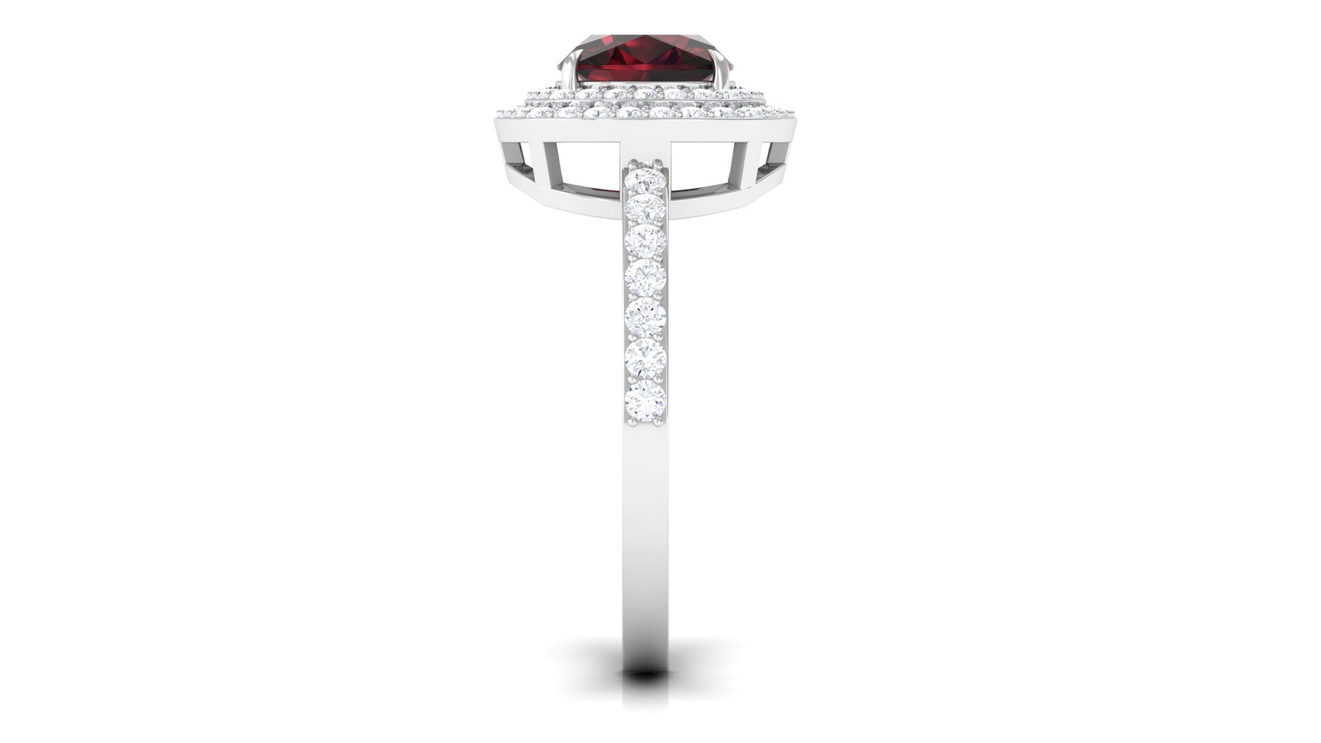 Cushion Cut Garnet Double Halo Engagement Ring with Diamond Garnet - ( AAA ) - Quality - Rosec Jewels