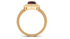 Cushion Cut Garnet Double Halo Engagement Ring with Diamond Garnet - ( AAA ) - Quality - Rosec Jewels